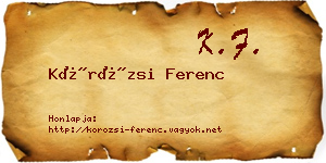 Körözsi Ferenc névjegykártya