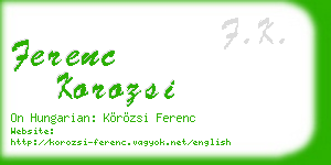 ferenc korozsi business card