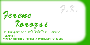 ferenc korozsi business card
